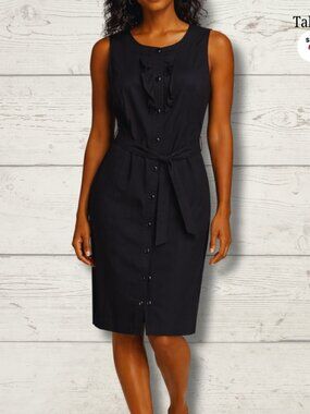 Talbots Black Shirt Dress | Size 8 Petite | Belted | Classic Workwear